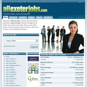 Screenshot of the All Exeter Jobs website