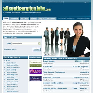 Screenshot of the All Southampton Jobs website